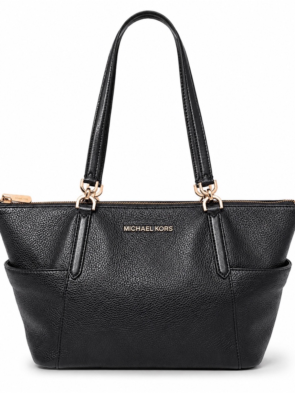 Michael Kors Bedford Large Black Pebbled Leather Tote Shoulder Bag